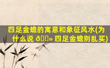 四足金蟾的寓意和象征风水(为什么说 🌻 四足金蟾别乱买)